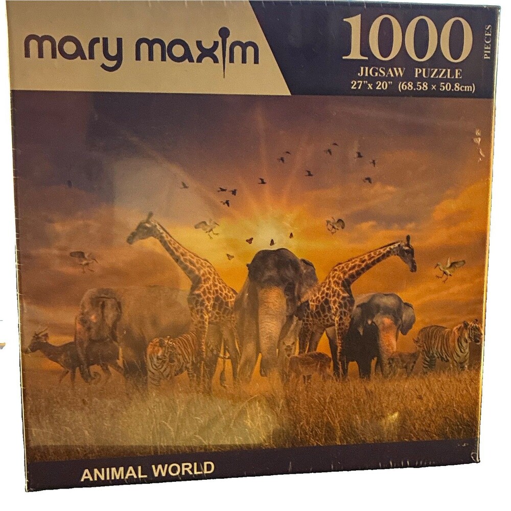 Mary Maxim Animal World Animals 1000-Piece Jigsaw Puzzle 27" x 20" Brand New
